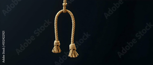 Hanging Rope With Tassels Against Dark Background