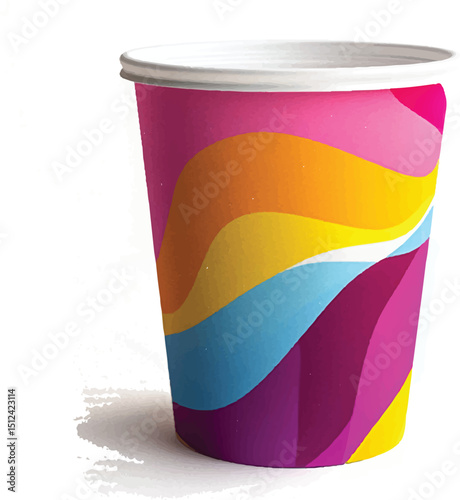 a cup package design,Flashy colors, isolated on white