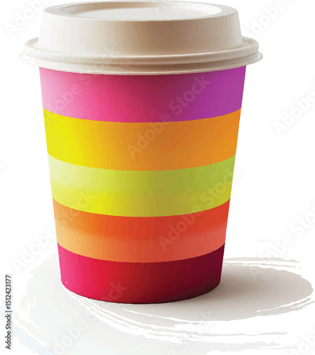 a cup package design,Flashy colors, isolated on white
