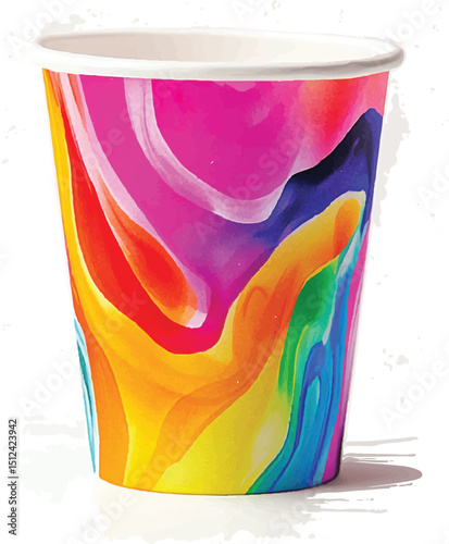 a cup package design,Flashy colors, isolated on white