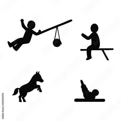 Playtime Silhouettes: Kids and Playground Icons