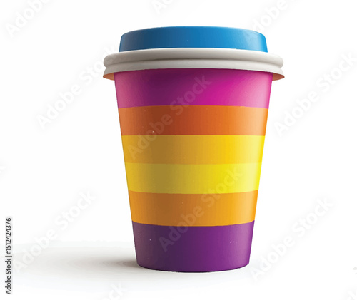 a cup package design,Flashy colors, isolated on white