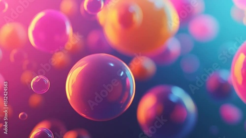 Abstract Spheres Floating in a Vibrant Gradient Background Animation Loop