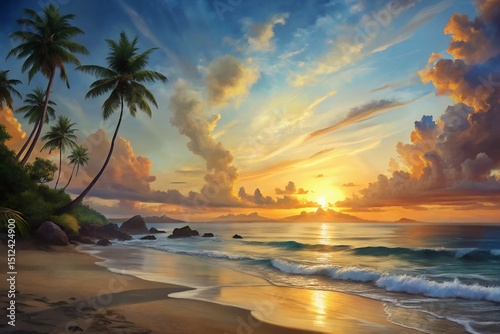 Serene Tropical Sunrise Peaceful Beach Scene at Dawn