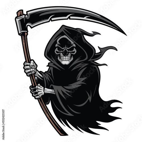 Grim Reaper Skeleton Silhouette Vector, grim reaper with scythe gaming game e-sport sports vector illustration.