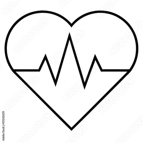 Red heartbeat pulse line graph: an iconic symbol of life, love, and medical health monitoring