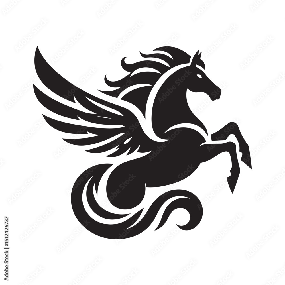 Fototapeta premium Pegasus vector silhouette clip art logo design illustration