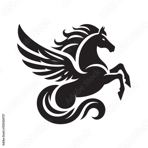 Pegasus vector silhouette clip art logo design illustration