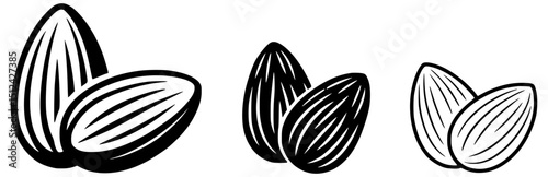 Almond Nut Icon Vector Set for Healthy Food and Organic Product Design