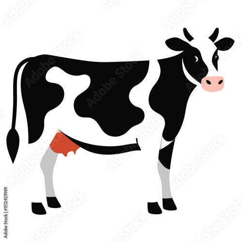 Black and White Cow Illustration Farm Animal Graphics