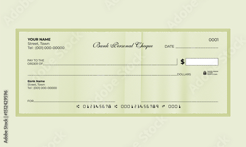 Blank Personal Check – Vector Template guilloche pattern
