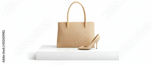Beige Tote Bag And High Heel Shoes