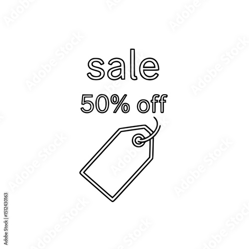 Sale tag design, 50 percent off, for marketing promotions