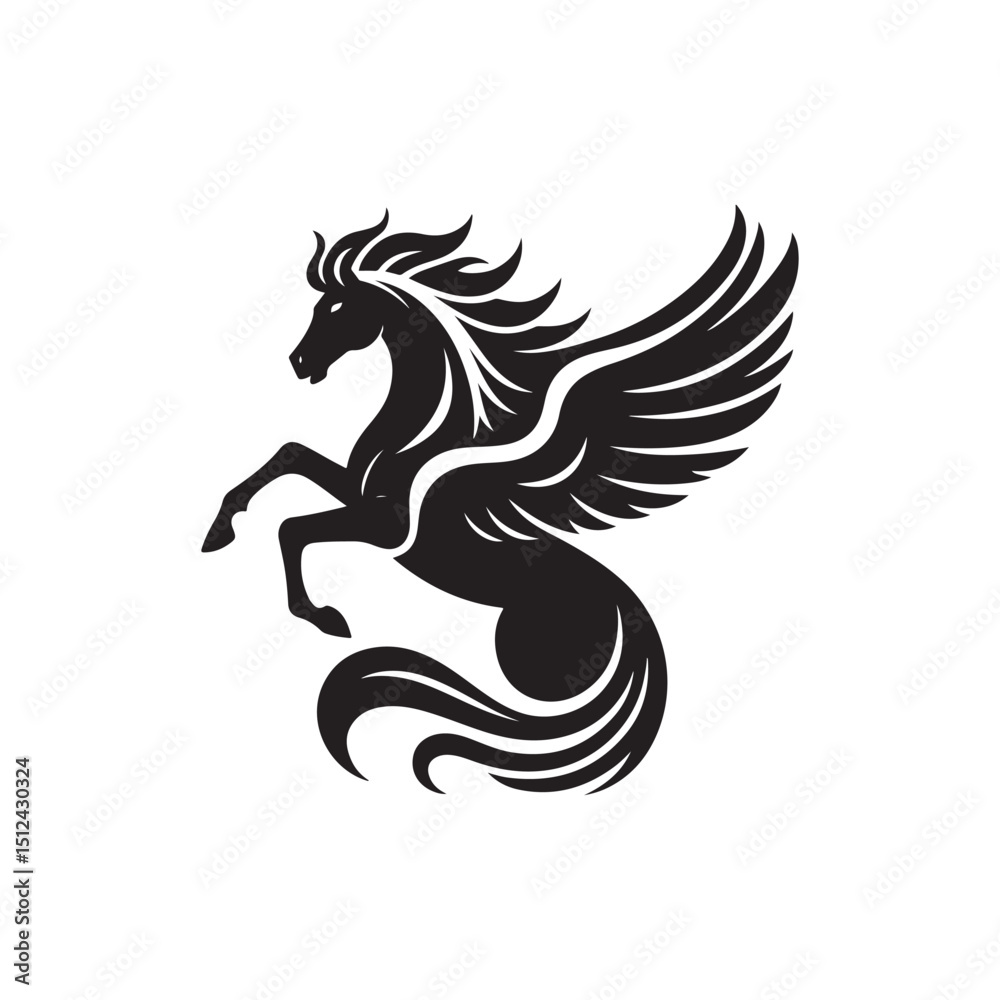 Obraz premium Pegasus vector silhouette clip art logo design illustration