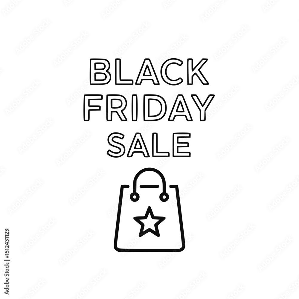 Fototapeta premium Black Friday sale announcement, shopping bag icon, for marketing promotions