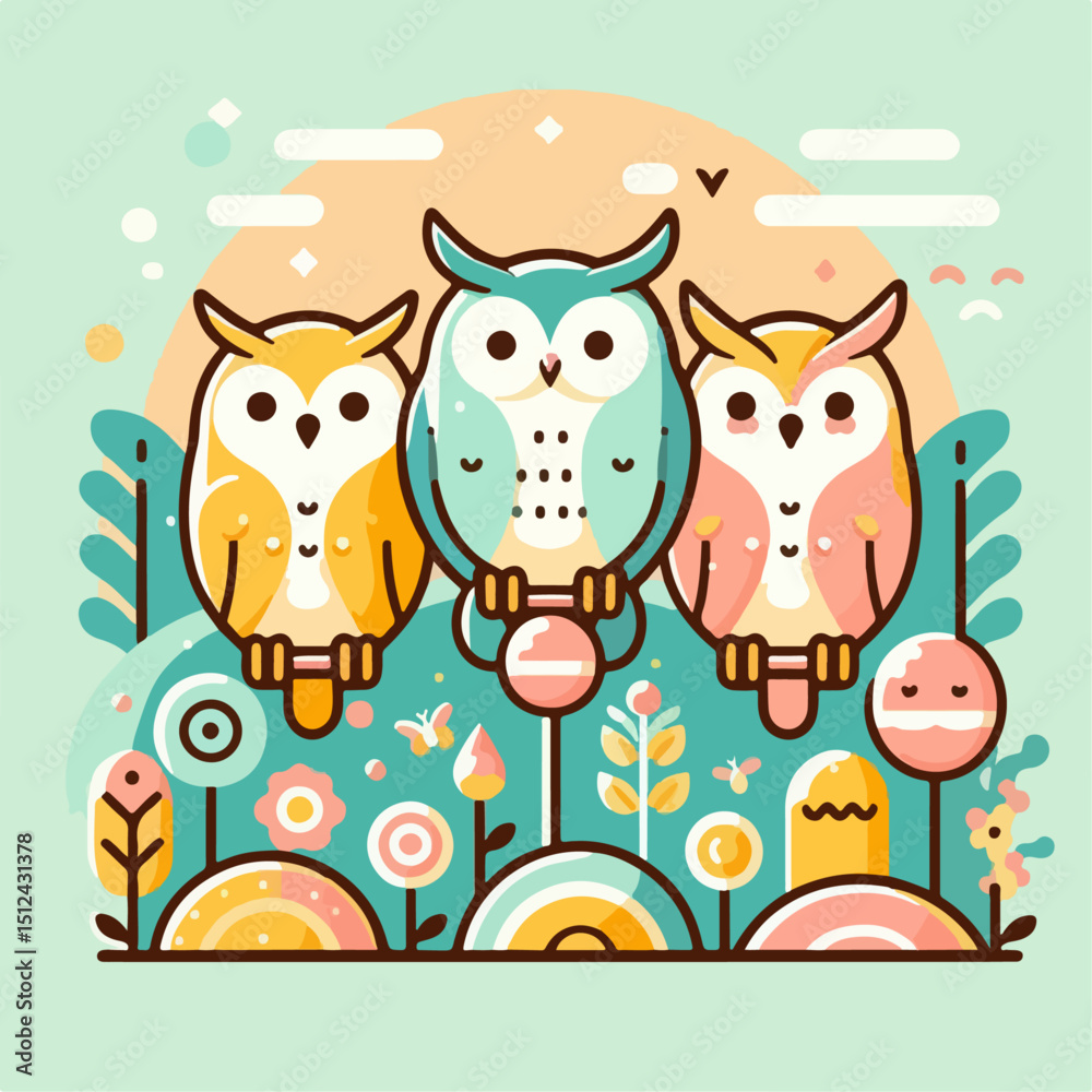 Obraz premium owl vector illustration white background