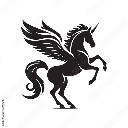 Pegasus vector silhouette clip art logo design illustration