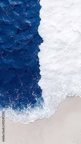 Abstract Blue And White Ocean Waves On Sandy Beach