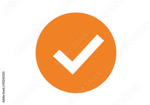 Orange circle with check mark isolated on transparent background