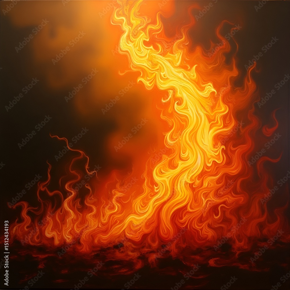 Fototapeta premium Flammen von einem Feuer vor einem schwarzen Hintergrund