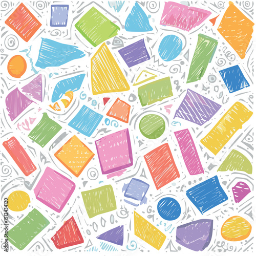 Crayon pencil vector set. Color lines and shapes with brush texture. Doodle paint background with chalk hand drawn elements.doodle, ink, crayon, scribble, shape, circle, vector, background, blob, bold
