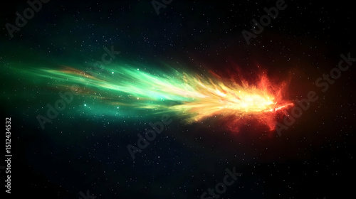 Colorful Cometary Nebula Explosion In Space