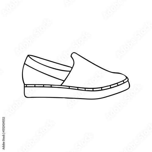 Espadrille shoe in contour icon, thin line style  