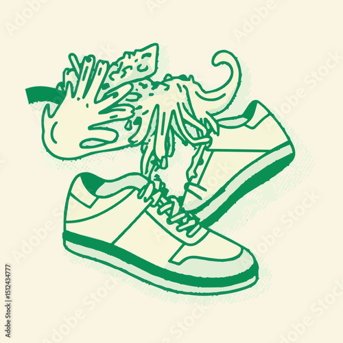 Trendy Footwear Vector Set – Sneakers, Trainers, Boots & Skates Illustration Featuring Street Style, Sports Gear, Skate Shoes, Fashion Footwear & Unisex Casual Styles for Sneakerheads & More