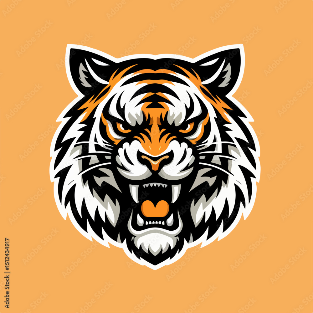 Obraz premium angry tiger head vector illustration