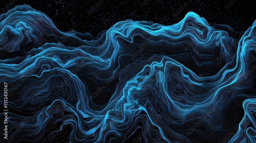 Obraz premium Blue and black abstract flowing dynamic waves vector background illustration , no logos, no brands