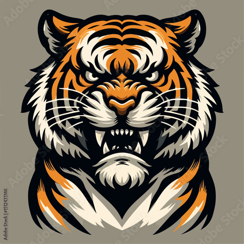 angry tiger head vector illustration