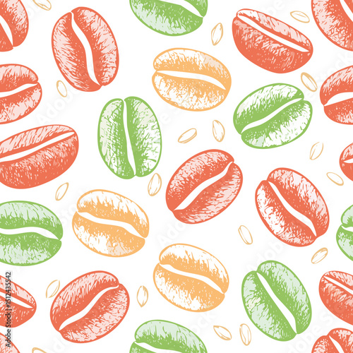 Coffee bean pattern in mocha mousse 2025 year color. Seamless background, mocha mousse vector 2025. Coffee texture.bean, cafes, grain, shop, art, mocha, coffee bean, design, hot drink, pattern, 