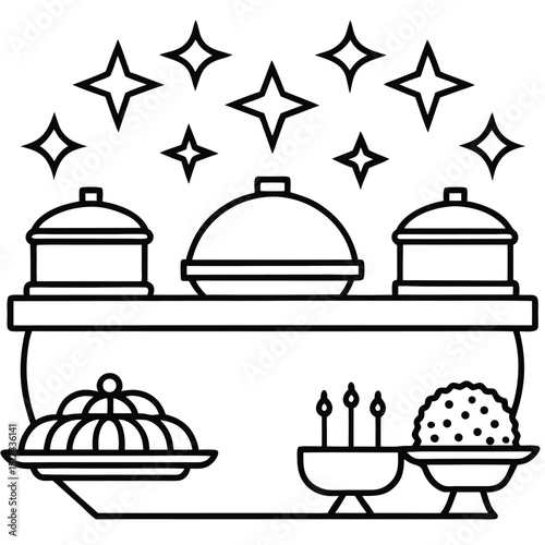 
Catering Buffet Icon Set A Collection of Food Service Icons for Banquets Parties and Covered Food Displays Perfect for Event Design
