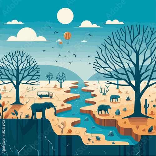 dry season vector illustration