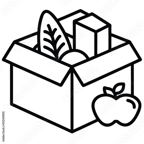 Food Donation Icon Design Featuring a Symbolic Representation of Charity Support and Giving on a Clean White Background for Various Applications
