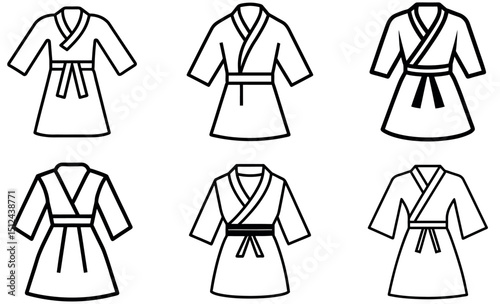 Six Stylish Outline Designs of Kimonos or Bathrobes