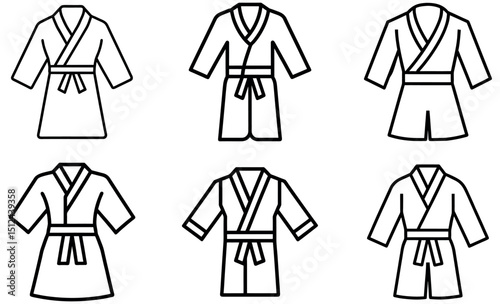 Six Stylish Outline Designs of Kimonos or Bathrobes
