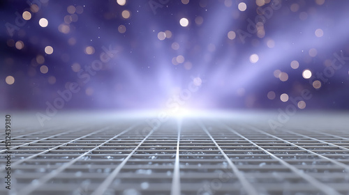 Futuristic abstract background with light beams and grid pattern, evoking a sense of innovation and digital advancement.
