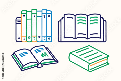 Open Books, Stack of Books, Reading, Literature, Knowledge Icons