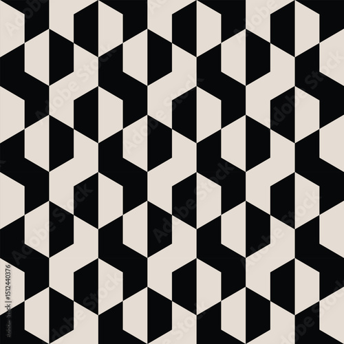 Seamless hexagon pattern in black and white. Graphical illustration for a unique textiles and home décor.