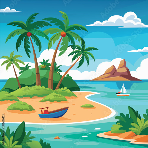 Top view of the ocean beach with soft waves summer landscape flat landscape illustration