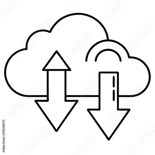 Cloud computing upload download arrows symbol icon