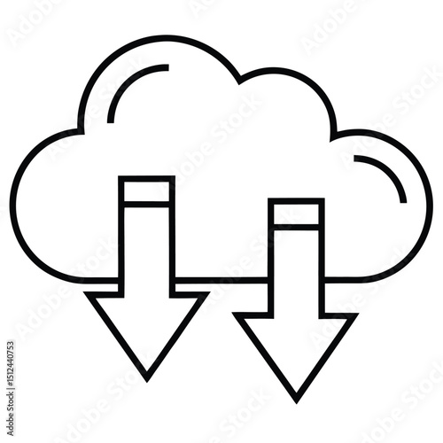 Cloud computing concept: download and upload data with internet network server technology symbol