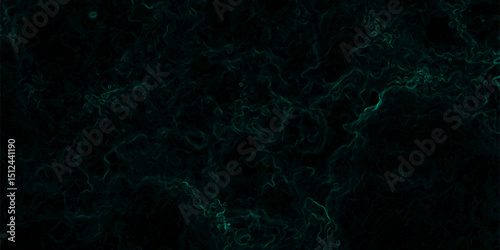 Abstract texture with deep emerald green wisps  smoke or energy black background. Glowing tendrils with complex, tangled network of organic, vein-like patterns, resembling electric currents or cosmic 