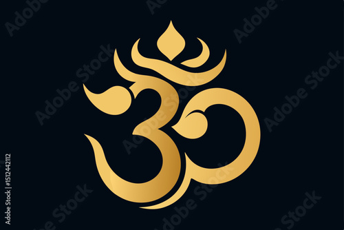 Golden Om symbol with dark textured background for sacred and modern design