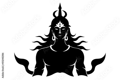 Silhouette of Lord Shiva in divine black and white spiritual representation