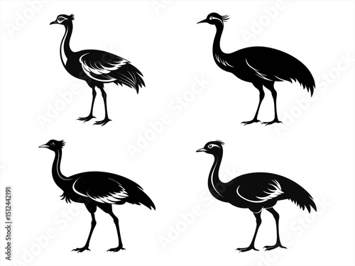 bustard sihouette black vector bundle