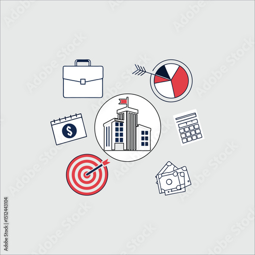 Comprehensive Business & Management Infographic Icons: Strategy, Teamwork & Growth