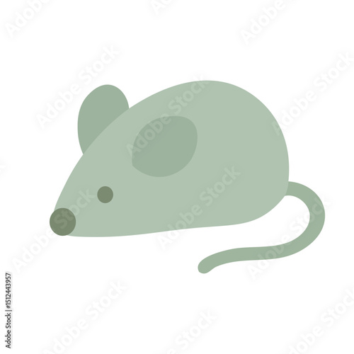 Cartoon green toy mouse with simple shape. Flat vector illustration for pet or playful design themes.