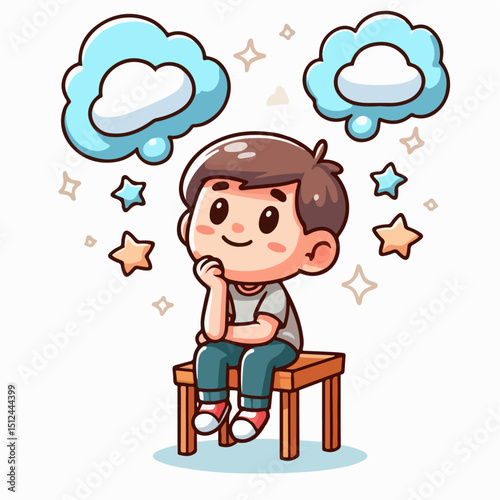 vector illustration of a child imagining